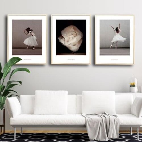 Ballet Girl Canvas Painting White Skirt Poster and Print Modern Dance Wall Picture for Living Room Home Decoration Wall Art