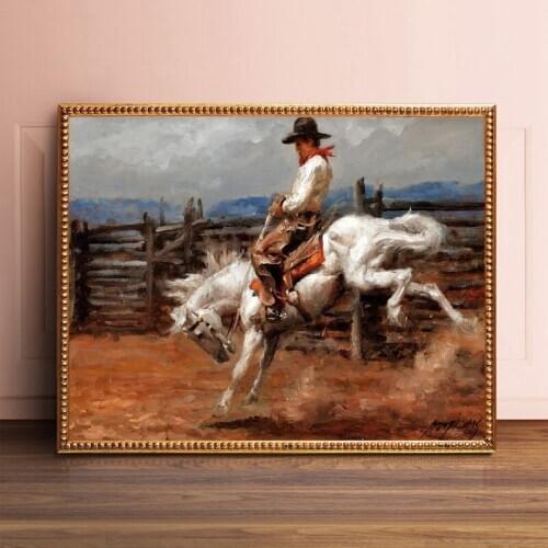 Cowboy On Horse Thomas Canvas Posters Prints Wall Art Painting Decorative Picture Modern Living Room Home Decoration Artwork HD