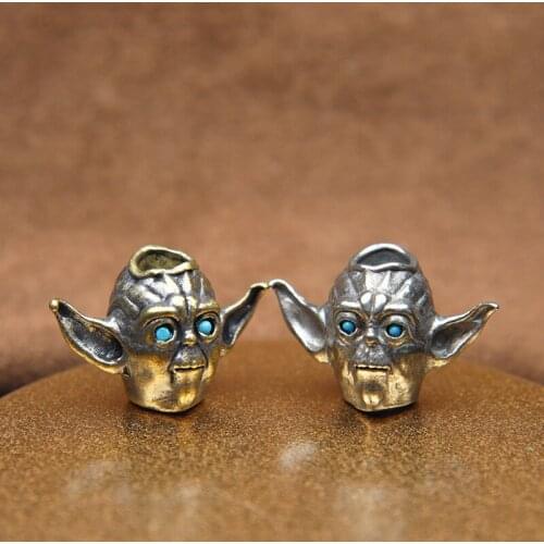 Brass Blue Eyes Master Paracord Beads EDC Outdoor Knife Lanyard Pendants Handmade DIY Umbrella Rope Bracelets Charms Accessories