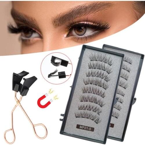 8Pcs Magnetic Eyelashes With Magnets Reusable Handmade 3D Mink False Eyelashes Natural Makeup Magnetic Tweezers