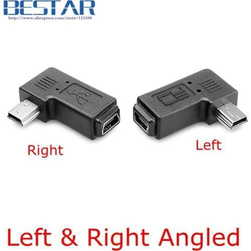 Mini USB 5 Pin Male to Female Extension Adapter 90 Degree Left & Right Angled Mini USB Connector Adaptor