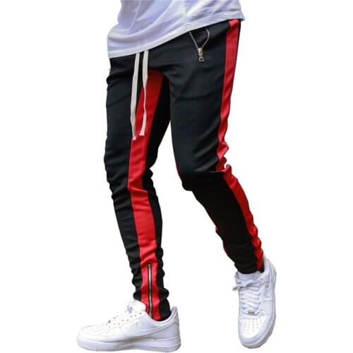 Free Shipping New Fashion Joggers for Men Workout Sweatpants Elastic Waist Color Block Side Stripe Casual Skinny Pants
