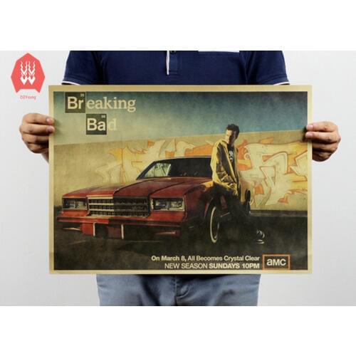 Wall sticker Breaking Bad vintage poster retro Walter White posters american TV series wall stickers home decor 51*35cm
