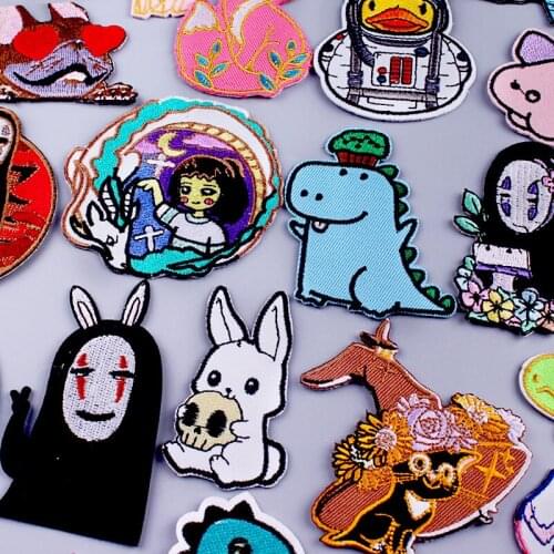 Dinosaur Anime Patch Embroidered Patches For Clothing Iron On Patches For Clothes Applique Cute Sticker Patch On Clothes Jacket