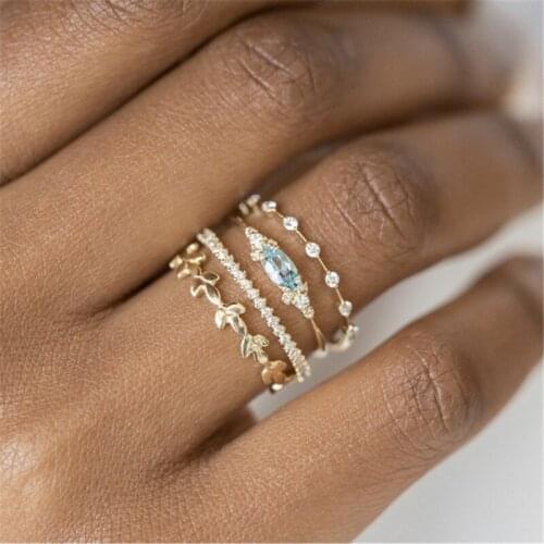 Mutil Circle Ring Middle Stone Setting For Woman Finger Accessories Wedding Engagement Jewelry Gold Color Little Band