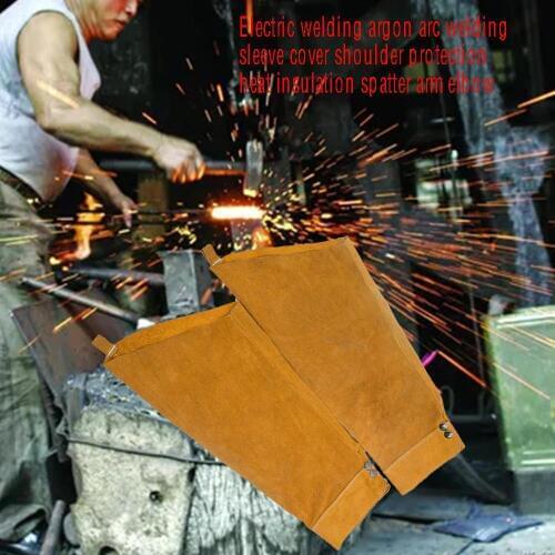 Electric Welding Argon Arc Welding Sleeves Shoulder Protection Professional Welder Sleeves Split Cowhide Leather Sleeves