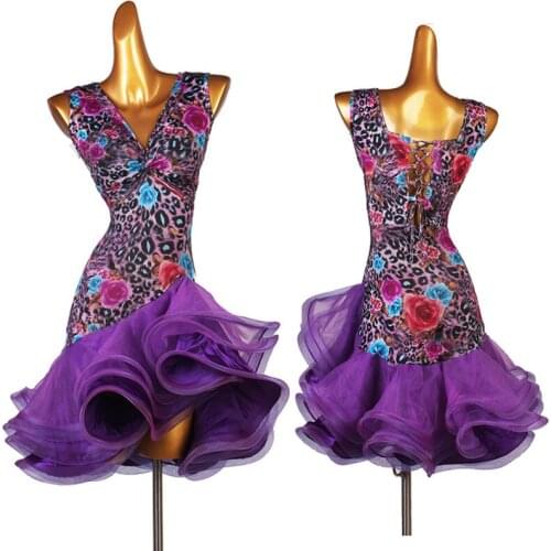 2021 Latin Dance Costumes For Women Adult/Kids Sleeveless V-Neck Modern Standard Dance Competition Dress Rumba Clothing DQL5272