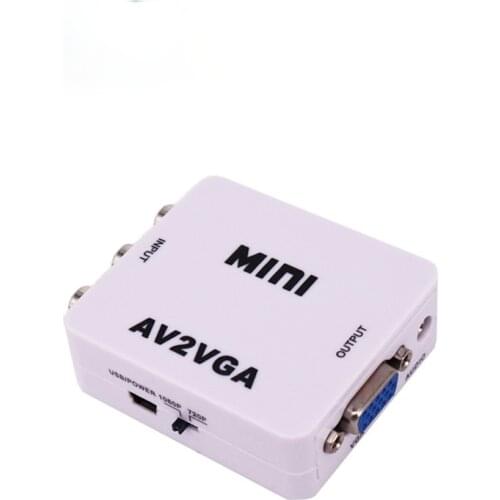 AV To VGA HD Video Converter Mini Av2vga Small White Box AV To VGA Video Converter 1080p Plug and Play VCD / DVD