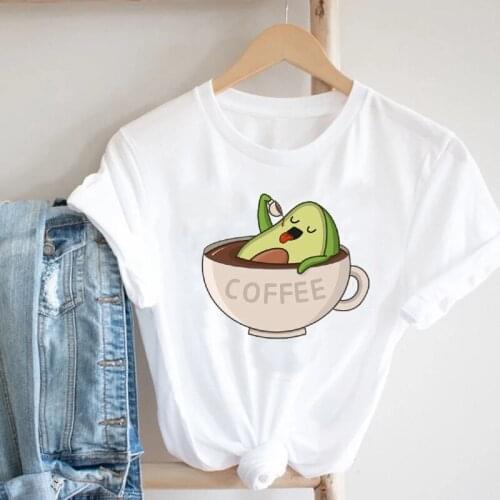 Womens T-shirts 2021 Funny Avocado graphic t shirts 90s Girl Harajuku White Short Sleeve tee Tops Female Oversize 3XL