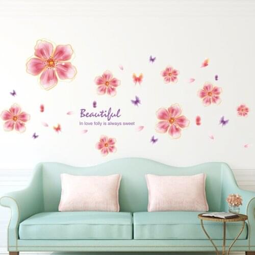 1 Set Romantic Flowers Wall Sticker DIY Childrens Living Room Bedroom Decor for Party Home Decor Living Room Bedroom Decoration