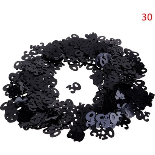 1 bag Happy Birtay Party Table Scatter Decorations Black Silver Mixed Number Digitals 30 40 50 60 70 80
