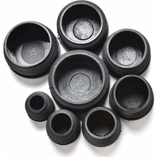 10Pcs/lot 8 Sizes Plastic Furniture Leg Plug Blanking End Caps Insert Plugs Bung For Round Pipe Tube Wholesale Black