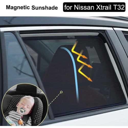 Magnetic Window Curtain Visor For Nissan Xtrail T32 2019 2018 Car Sun Shade Side Window Sunshade Mesh Cover For X Trail X-Trail