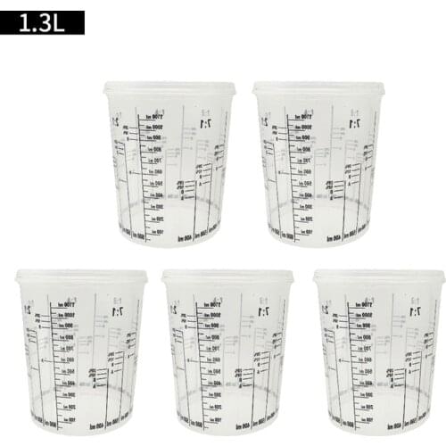 5Pcs Disposable Graduated Clear Plastic Paint Mixing Cups Calibrated Mixing Ratios Measuing Cups For Paint Resin Tools