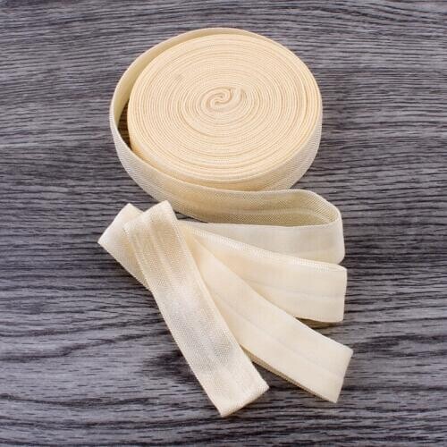 120yards/lot 5/8" (15mm) Ivory Shiny Solid Fold Over Elastic Ribbon FOE for Kids Girls Elastic Headbands Hair Ties Hairbow