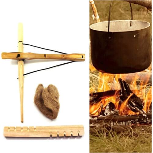 Wood Drilling Fire Making Tool Outdoor Survival Camping Lighter Fire Starter Camp Hike Tool Bushcraft Travel Kit