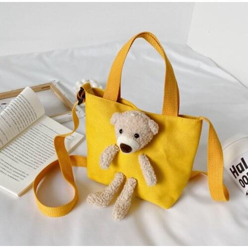 Canvas Kids Kindergarten Messenger Bags Children Shoulder Bag Bear Toddler Crossbody Bags for Girls Coin Purse Cute Baby Handbag