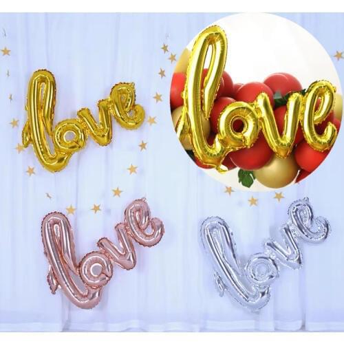 Ligatures Love Letter Foil Balloon Anniversary Wedding Valentines Birthday Party Decoration Champagne Cup Photo Booth Props