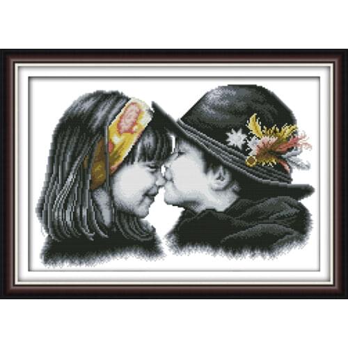 Lovely lovers cross stitch kit people 18ct 14ct 11ct count print canvas stitches embroidery DIY handmade needlework