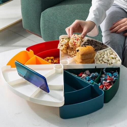Multi-functional Snack Tray Triangle Rotation Candy Storage Box Household Compartment Snack Box Dry Fruit Tray Dispenser