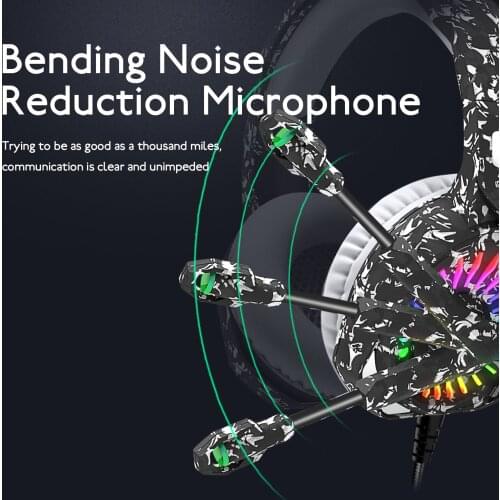 Camouflage Headphones RGB Wired Earphone A20 Gaming Headset Gaming Earphone with Microphone Headphone for Desktop/Notebook