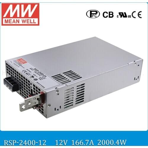 Original MEAN WELL RSP-2400-12 2000W 160A 12V voltage trimmable meanwell Power Supply 12V 2000W with PFC in Parallel connection