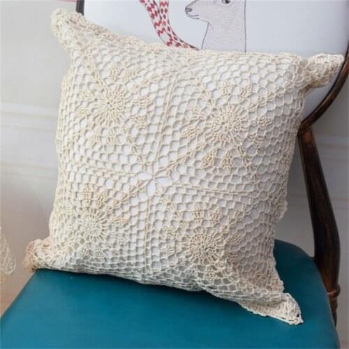 100% Cotton Solid Hand Crocheted Car Office Sofa Living Room Pillow Cushion,Exquisite Home Decoration