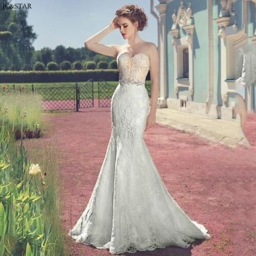 Full Lace Wedding Dresses Cover Button Sleeveless Mermaid Bridal Gowns Sweetheart Sheer Neck Illusion Bodice Sweep Train