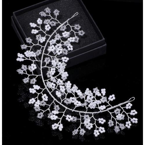 New Handmade Wedding Hair Jewelry Crystal Pearl Headband For Bridal Wedding Hair Accessories Hairband Tiara Head Piece WX010