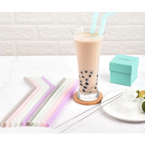 Straight Curved Collapsible Silicone Straw Eco-friendly Drinking Straw Reusable Long Drink Straws Wedding Party Bar Accessories