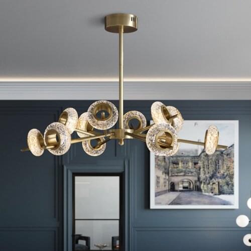 Light luxury postmodern living room chandelier atmospheric copper restaurant model room lamp
