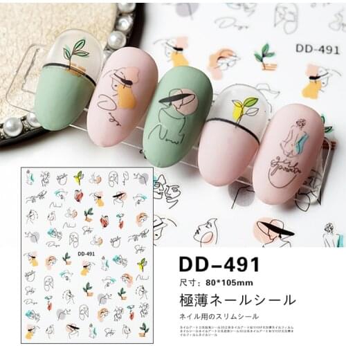 1pc Colored abstract face-geometric lines 3D Back glue Nail decal Nail sticker Nail decoration Nail art Nail ornament