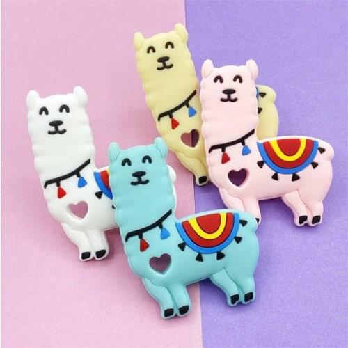 1pcs Alpaca Baby Teether Food Grade Silicone Pendant Necklace Accessory BPA Free rainbow babi Chewing Toy rodent infant
