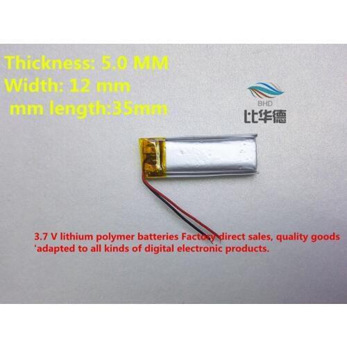 10 PCS free shipping 3.7V lithium polymer battery 051235 180MAH MP3 MP4 Bluetooth headset battery speaker