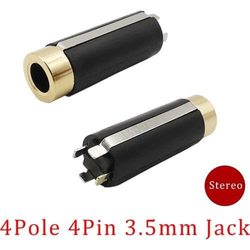 10Pcs /Lot 4 Pole 3.5mm Stereo Audio Female Socket Connector 4 Pin Earphone Solder DIY Mini 3.5 Jack Audio Adapter