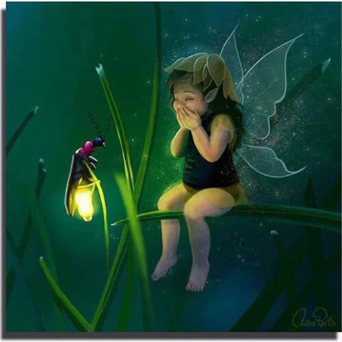100% DIY 5D Diamond Mosaic Fairy elf & firefly Handmade Diamond Painting Cross Stitch Kits Diamond Christmas Embroidery AS602