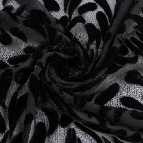 114cm Width Brocade Velvet Burnt-out Flannel Fabric for Dress Lace Fabric 5 Yards