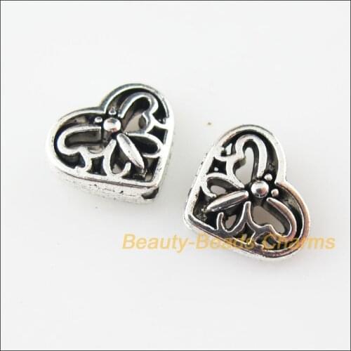 25 New Charms Heart Animal Butterfly Tibetan Silver Tone Spacer Beads 10x12mm