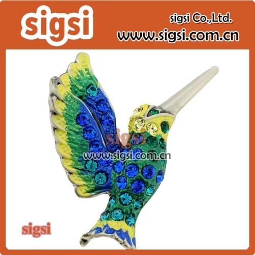 50mm 100pcs colorful crystal rhinestone hummingbird brooch animal pins