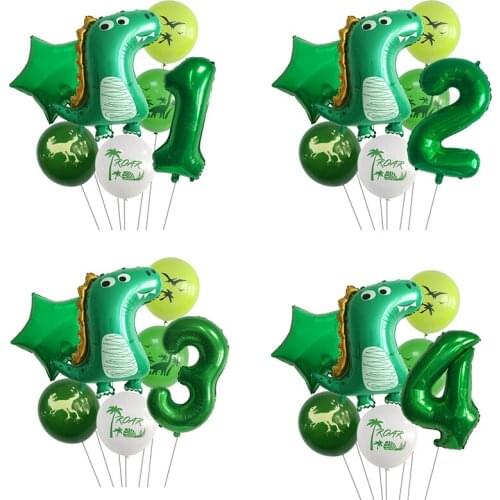 12inch Dinosaur Party Number Balloon Jungle Wild Animal Balloons for Birthday Baby Shower Helium Balloon Birthday Party Decor