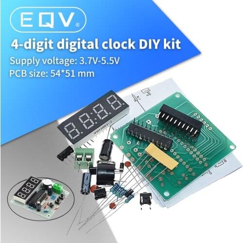 AT89C2051 Digital 4 Bits Electronic Clock Electronic Production Suite DIY Kit