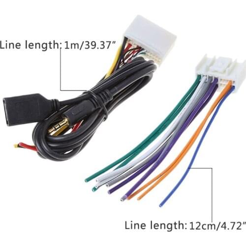 Car Stereo Wiring Harness Adapter Kit With USB&AUX Plug Extension Wire