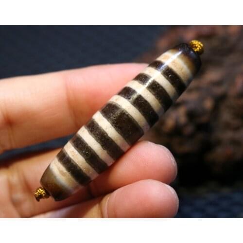 Big Treasure Power Energy Tibetan Old Agate 8 Line Healer Medicine dZi Bead Amulet Pendant 4A Timestown UPD2126A1