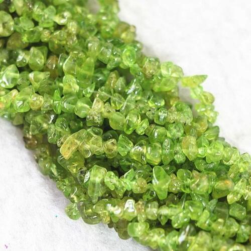Natural Irregular gravel chips shape olivine 5-7mm hot sale new fashion women diy jewelry making loose beads 16inches B529