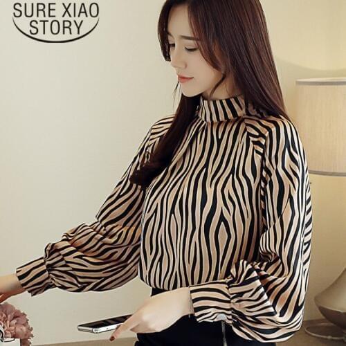 Blusas Mujer De Moda 2021 Womens Blouses Elegant Women Shirts Long Sleeve Striped Chiffon Blouse Shirt Women Clothing 2142 50