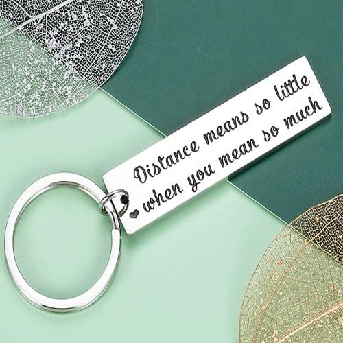 Distance Relationship Keychain Long-Distance Couples Anniversary Valentines Day Family Birthday Friendship Keyring Present