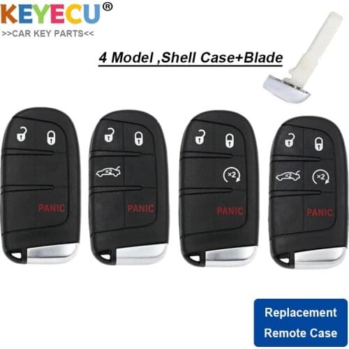 KEYECU Smart Remote Car Key Shell Case Cover for Fiat 500 500X for Jeep Compass Renegade 2015 2016 2017 2018, Fob 3/ 4/ 5 Button