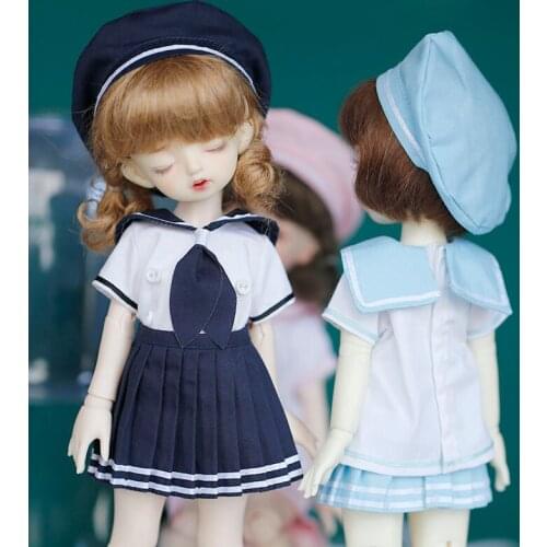 D03-P155 children handmade toy 1/6 BJD.SD Doll Accessories doll clothes pink blue color Navy sailor suit uniform set