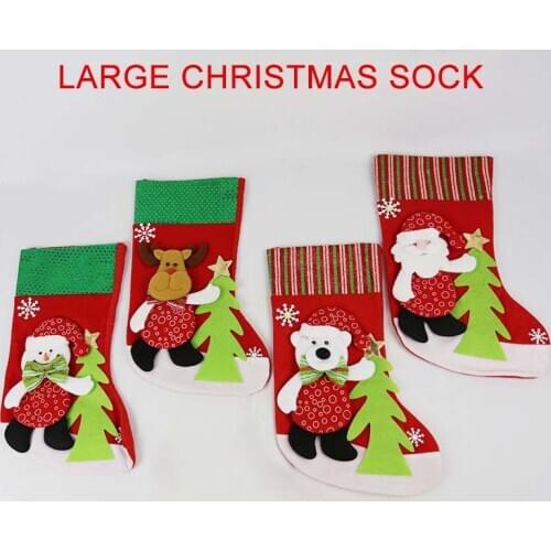 Childrens 10cm large brushed Christmas socks Christmas animal decoration gift bag layout decoration supplies Christmas socks