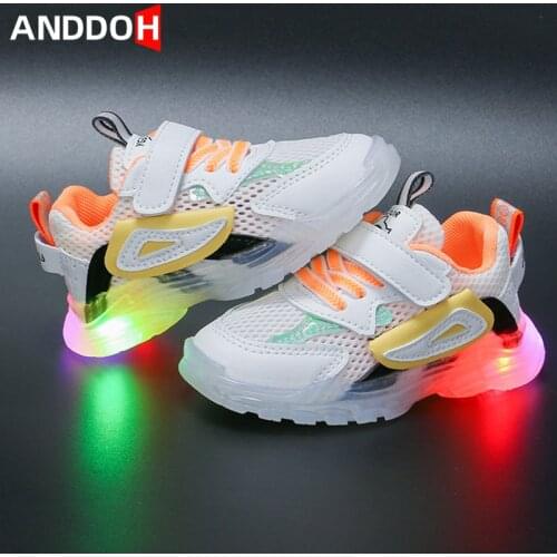 Size 21-30 Children Anti-slip Luminous Sport Sneakers Girls Boys Kids Light Up Breathable Mesh Shoes Baby Glowing Toddler Shoes